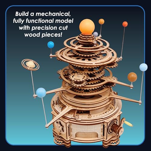 MindWare Gearjits: Solar System – Wooden 3D Building Puzzle for Teens & Adults – DIY Solar System Model – Fun for Parents Too! – Great STEAM Gifts for Ages 12+