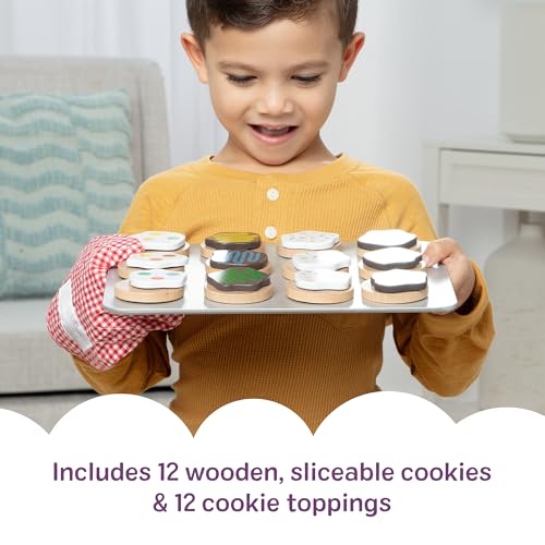 Melissa & Doug Slice & Bake Cookie Set with Wooden Play Food, Colorful Toppings & Play Kitchen Accessories, Preschool Learning Toys for Girls & Boys 3+