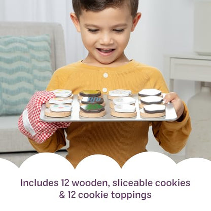 Melissa & Doug Slice & Bake Cookie Set with Wooden Play Food, Colorful Toppings & Play Kitchen Accessories, Preschool Learning Toys for Girls & Boys 3+