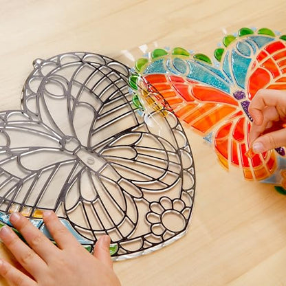 Melissa & Doug Stained Glass Made Easy Activity Kit: Butterfly - 140+ Stickers Kids Sticker Stained Glass Craft Kit; Sun Catchers for Kids Ages 5+