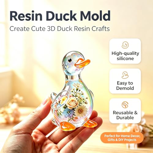 3D Duck Resin Mold, Cute Animal Silicone Mold for Epoxy Casting - color: Cute Duck Resin Mold