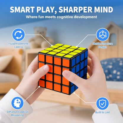 AuntyFey 7 Pack Magic Speed Cube Set - 2x2, 3x3, 4x4 Cube, Pyramid Triangle Megaminx Speed Cubes for Kids & Adults - style: 7 Pack