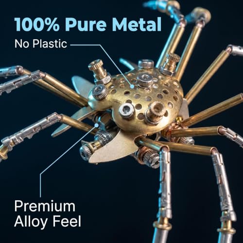 Steampunk 3D Metal Spider Puzzle 140+ Pcs Mechanical DIY Assembly Model Kit 2-3 Hrs Screw Build Unique Desk Decor Birthday for Men Teens(Jumping Spider) - style: Jumping spider