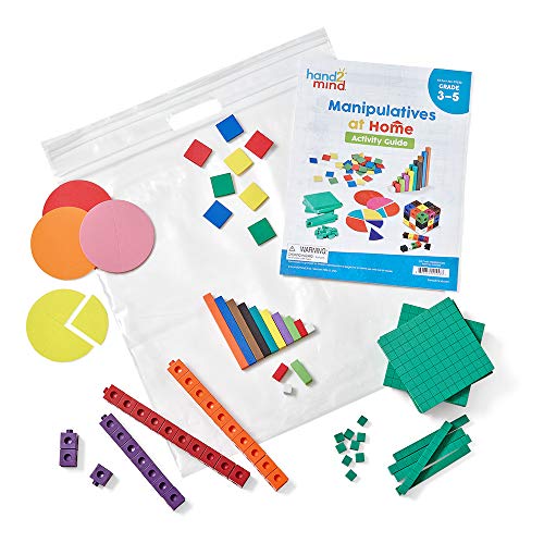 hand2mind - 93539 Take Home Math Manipulatives Kit for Kids, with Snap Cubes, Base Ten Blocks, Cuisenaire Rods, Angle Circles, and Color Tiles, Kindergarten Homeschool Supplies (293 Pieces) - style: Plastic and foam, Ages 8-10