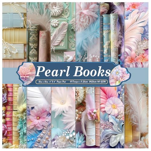 24 Sheets 6"x6" Scrapbook Paper Single-Sided Pattern Decorative Paper - color: 24 sheets-Pearl Books