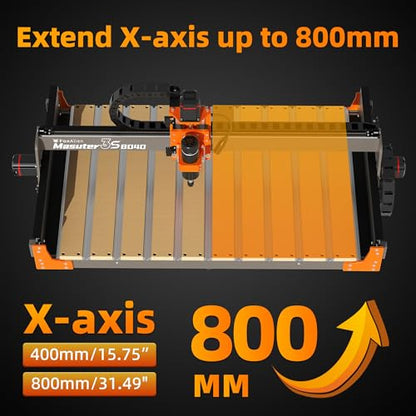 FoxAlien 3S 8040 X-axis Extension Kit with T-slot Hybrid Spoilboard Work Table for Masuter 3S CNC Router Machine, for Large Engraving Carving Projects (Extend X-axis to 32 inches)