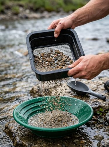 Sluice Fox mini Classifier Screen Gold panning Kits, Stainless Steel Screen mesh sifting Sieve Prospecting and gem Sorting; Shark Tooth sift Sifter - color: 5 Piece Black