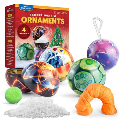 Blue Marble Science Ornaments Christmas Crafts for Kids Kit – 4 Ornaments with Holiday Science Experiments - Bouncy Ball Holiday Crafts, DIY Instant Snow Activities for Kids, Boys, and Girls - style: Science Experiment Ornaments