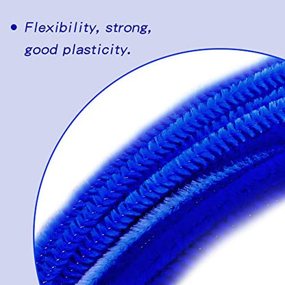 100 Pieces Pipe Cleaners Bulk Chenille Stem Blue Pipe Cleaners - color: Blue