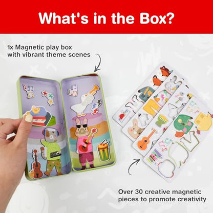 Magnetic Puzzle Box for Kids Ages 3-5, Music Travel Puzzle Game - color: Animal & Music