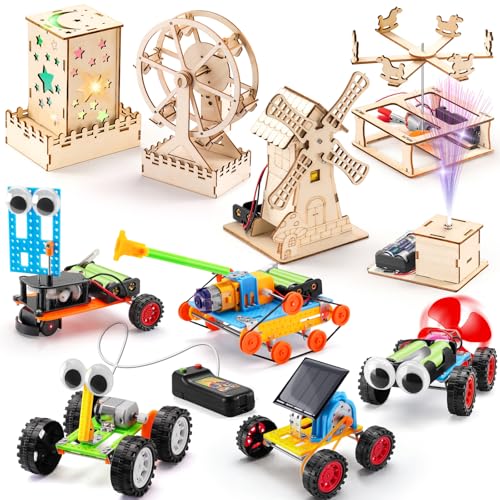 Yutin 10 in 1 STEM Kits for Kids, Wood Craft Robot Building Kit for Boys Age 8-10 8-12, DIY Science Building Projects for 8, 3D Wooden Puzzles, STEM Science Crafts for Girls Age 8 9 10 11 12 14