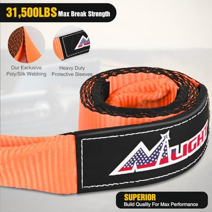 Nilight Offroad Recovery Kit 3" x8' Tow Strap Pulley Anti-Theft D-Shackles - color: 8ft Tow Strap +D-Ring Shackle +Block