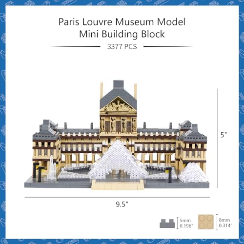 Architecture Louvre Micro Building Blocks Set, 3377 PCS World Famous Architectural Model Educational Toys Building Bricks - color: Louvre