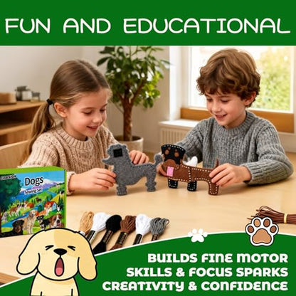 GOASION Sewing Kit for Kids, 12-Piece Dog Crafts Sewing Kit, Ages 5-8-12 - color: Dog Sewing Set - 12 Pack