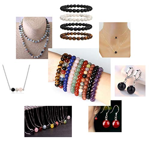 Natural Stone Beads 100pcs Round Genuine Real Stone Beading Loose Gemstones Hole Size 1mm DIY Smooth Bead for Bracelet Necklace Earrings Jewelry Making (Gloud Grey Quartz, 8mm) - color: Gloud Grey Quartz, size: 8mm