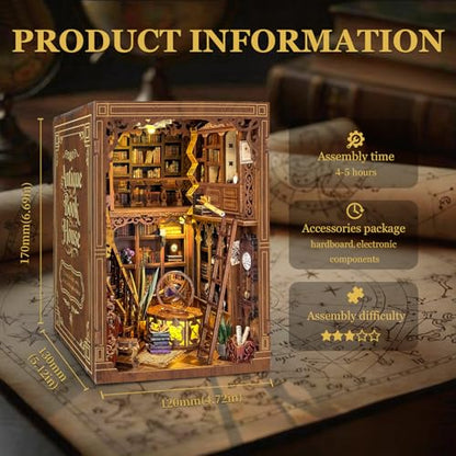 Book Nook Kit DIY Miniature House 3D Wooden Puzzle - Myriad Books House - color: Myriad Books House