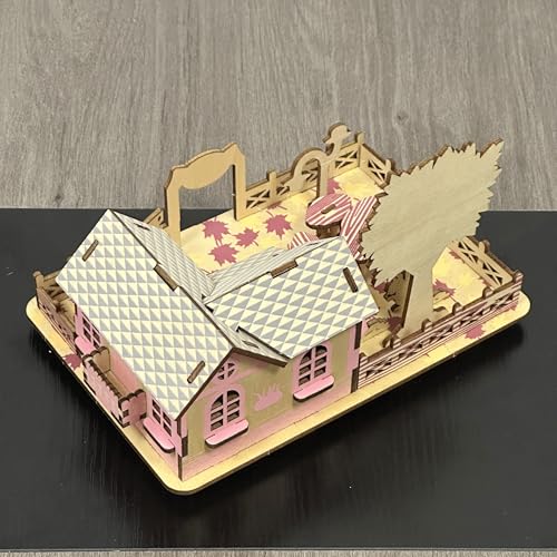 Log Cabin 3D Wooden House Puzzle,DIY Mini Building Model Kit，007 - color: 007