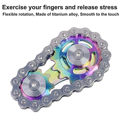 Bike Chain Gear Fidget Spinner Metal Sprocket Chain Fidget Toy, Colorful - color: Colorful Plating Sprockets