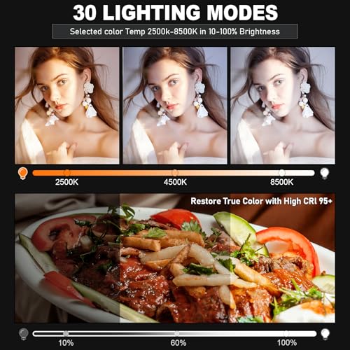 30W Upgraded Photography Lighting Kit, Anautin 1-Pack LED Video Lighting for Video Recording, 3700Lux Studio Lights with Tripod Stand for Photography, Streaming, Gaming, Podcast, Filming, Vlogging - size: 1-Pack, style: 30W Video Light