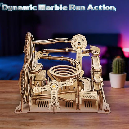 Upgraded Motorized 3D Wooden Puzzles for Adults Marble Run Set, 236-Piece Mechanical Model Kit, STEM Building Project & Unique Gift for Men, Women, Teens, Christmas Birthday Gift