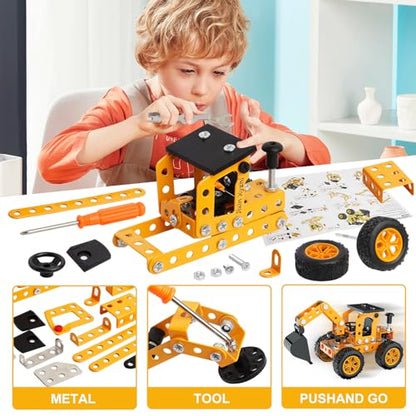 Building Sets Stem Assembly Toys Metal 3-D Puzzle Excavator and Plane Model Value Bundle: 2 Kits | 1 Box Parent-Child Interaction Construction Sets Gifts for Kids 8-16 - style: Excavator and Plane