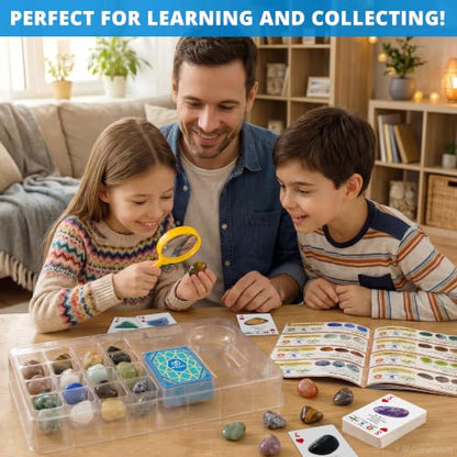 PIBEX Gemstone Collection Kit, 16 Gems & Crystals, Approx. 1-Inch / 2-3 cm - style: 16PC Polished Edition
