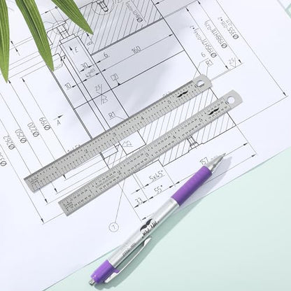 Mr. Pen- Machinist Ruler, 6 Inch, 2 Pack, Stainless Steel Imperial - style: 6 inch, 2 Pack 1/10-1/100 Graduation