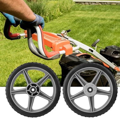 2 Pack Spoked Plastic Wheel and Plastic Tire, 12 x 1.75 Inch Heavy Duty wheel and Axle Kits for Carts – Ideal Wheels Replacement for Lawn Mowers, Carts, Bikes, and More