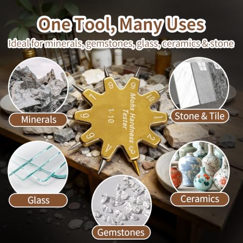 Mohs Hardness Test Kit, 1-10 Scale Star Hardness Tester Pen, Portable Scratch Testing Tool for Rock, Gemstone and Mineral Identification, for Geologists, Collectors, Industrial & Educational Use