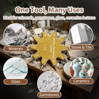 Mohs Hardness Test Kit, 1-10 Scale Star Hardness Tester Pen, Portable Scratch Testing Tool for Rock, Gemstone and Mineral Identification, for Geologists, Collectors, Industrial & Educational Use