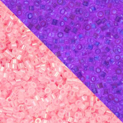 John Bead 25g Cylin Beads Rose Glow in Dark AB 11/0 Glass Cylindrical Seed Beads for Jewelry Bracelets Necklaces Earrings Making Embroidery - color: Rose Glow in Dark AB
