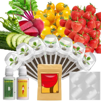 LYKOCLEAN Strawberry Seed Pods kit for AeroGarden, Ahopegarden - Includes Wild Strawberry, Radish, Dwarf Pea, Green Pepper, Ruby Queen Beet, Golden Cherry Tomato, 7 pods, 350+Seeds - color: Fruit, size: 7pods