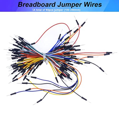 1Pcs 830 Tie Points + 1 Pcs 400 Tie Points Solderless Breadboard + 1 Mini Breadboard 170 Points + 65 Pcs Flexible Breadboard Jumper Wires for Arduino and Proto Shield Electrical Connections Block