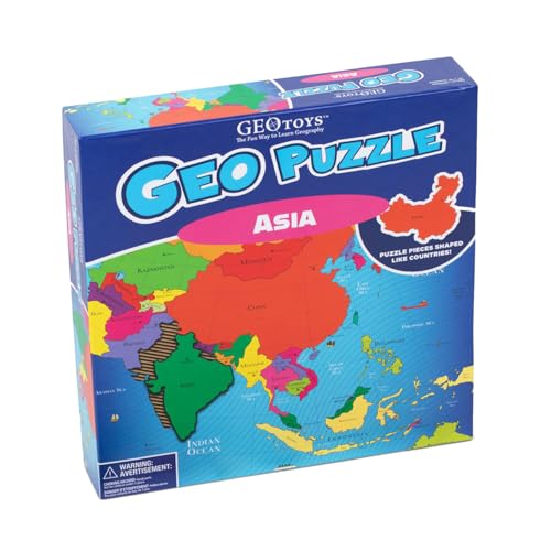 GeoPuzzle Asia Jigsaw Puzzles, 50 Pc Map Puzzle for Kids Ages 6 and Up - color: 1 Set-asia