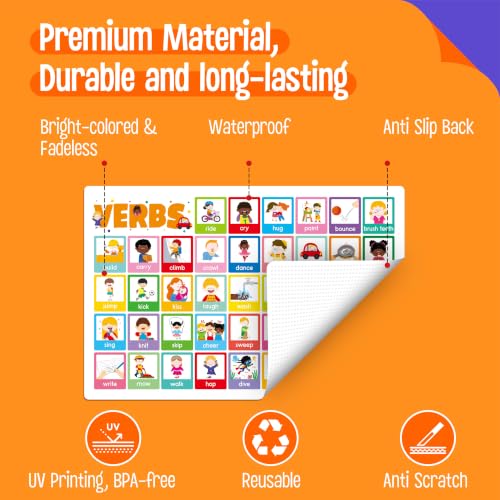 Non-Slip Placemats Washable Table Mat for Kids, 6 Pack - style: CVC, CVCC & CCVC Words