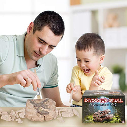 ArtCreativity Dinosaur Excavation Kit for Kids, 5.5” Triceratops Skull Excavating Set with Fossil Digging Tools and Stand, Fun Science Activity Toy, Educational Dinosaur Gift for Boys and Girls - style: Triceratops