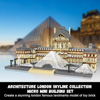 PQKIE Architecture Louvre Collection Micro Mini Building Set,3377Pcs Famous Landmarks Model Building Toy,STEM Creative Office or Home Decor Bricks Kits,Christmas Birthday Gift for Adults Teens Kids 6+