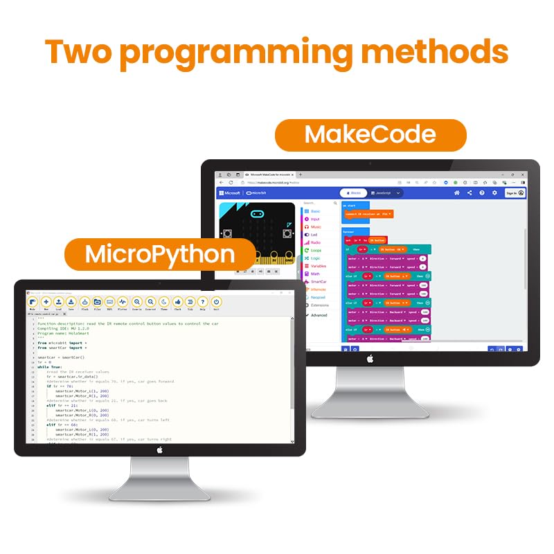 microbit Car Kit Compatible with BBC Micro:bit v2 and v1,STEM Educational Engineering Science Kits for Graphical MakeCode and Python（Without Micro:bit and AAA Battery）