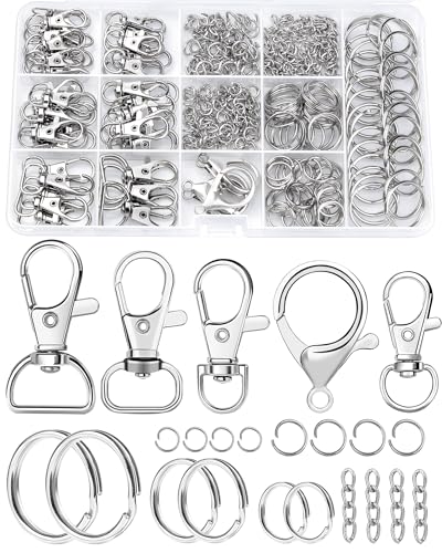 325PCS FIVEIZERO Keychain Making Kit - Silver Keychain Clips with Key Rings - color: silver