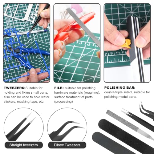 Fippy 11PCS Model Kit Tools, Hobby Model Building Tools, Model Making Tools Kit for Car Model Assembling, Building and Repairing - style: Set A