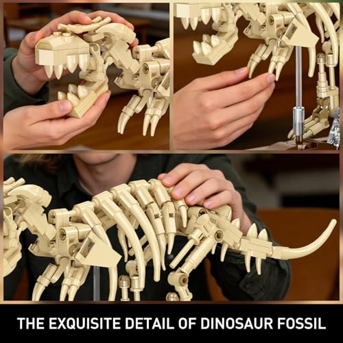 HIGH GODO T. Rex Dinosaur Fossils Building Set with Display Base, Tyrannosaurus Rex Dinosaur Fossil Set, Skeleton Model Set for Home Decor, Ideal Gift for Fossil Lovers Teens Adult 14+ (289PCS) - style: Tyrannosaurus Rex Dinosaur Fossil