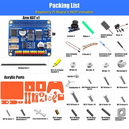 Adeept 5-DOF Robotic Arm Kit, Programmable DIY Coding STEM Kits for RPi - color: Orange