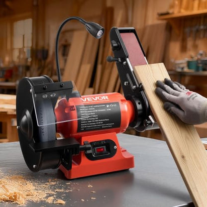VEVOR 8" Bench Grinder & 2" x 28" Belt Sander Combo, 350W Professional Grinding Sanding Machine with LED Work Light & Protective Eye Shield for Metalworking, Woodworking, Knife Sharpening - size: 8" Grinder & 2" x 28" Belt Sander Combo