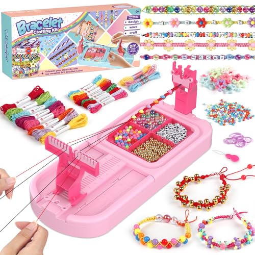 Cmiolacuna Friendship Bracelet Making Kit for Girls Ages 8-12 Loom Maker - color: Dark Pink