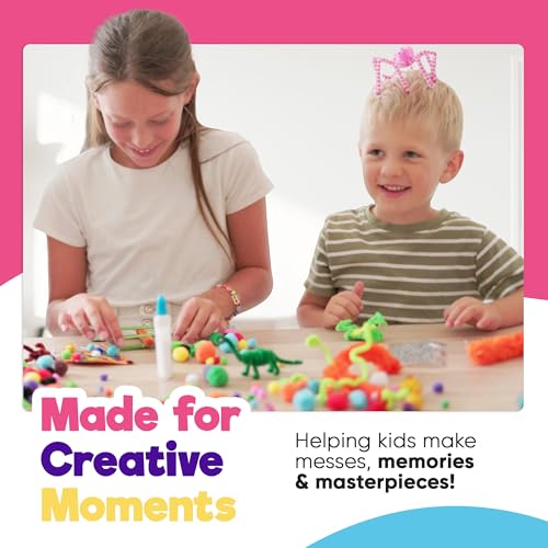 Blue Squid Arts & Crafts Box (Pink)- 2800+ pcs Deluxe Craft Supplies Box, 2 Drawers, 18 Compartments, Sturdy Handle - Art Crafting Kit Birthday Gifts for Kids, School Supply for Ages 4-12 - color: Craft Box Pink