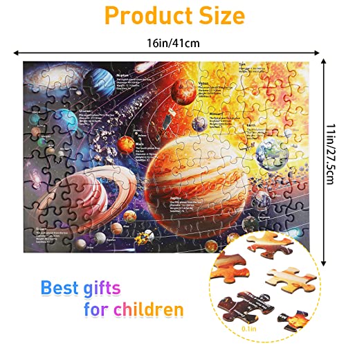 Solar System Space Kids Jigsaw Puzzles - 100 Piece Science Educational Toys for Ages 4-8 Boys & Girls - 8 Planets - color: Solar System