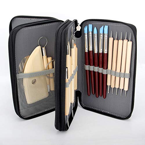 Blisstime 42pcs Pottery Tools, Clay Sculpting Tool Kit Air Dry Clay Tools, Clay Kit for Pottery Wheel, DIY Arts and Crafts - color: Burlywood