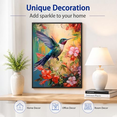 Hummingbird Diamond Art Kits for Adults, Diamond Painting, 12x16 Inch - color: 09-Hummingbird, size: 12X16 inch