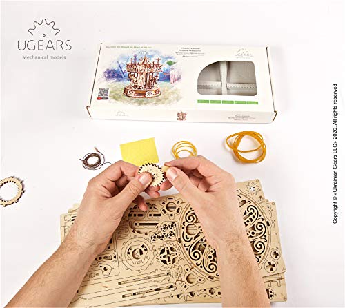 UGEARS Carousel 3D Wooden Puzzles for Adults - Mechanical 3D Model Self-Assembling Craft DIY Kit Adult 3D Puzzle Gift, Wooden Model Kits for Adults
