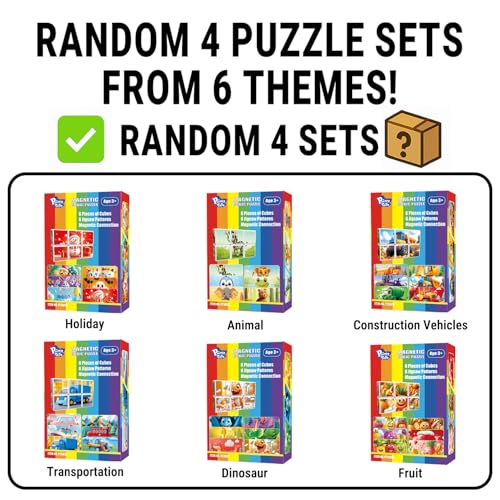 Pairez Toys Magnetic Cubes for Kids, 4 Random Theme Puzzle Cube Sets - color: Random 4 Sets